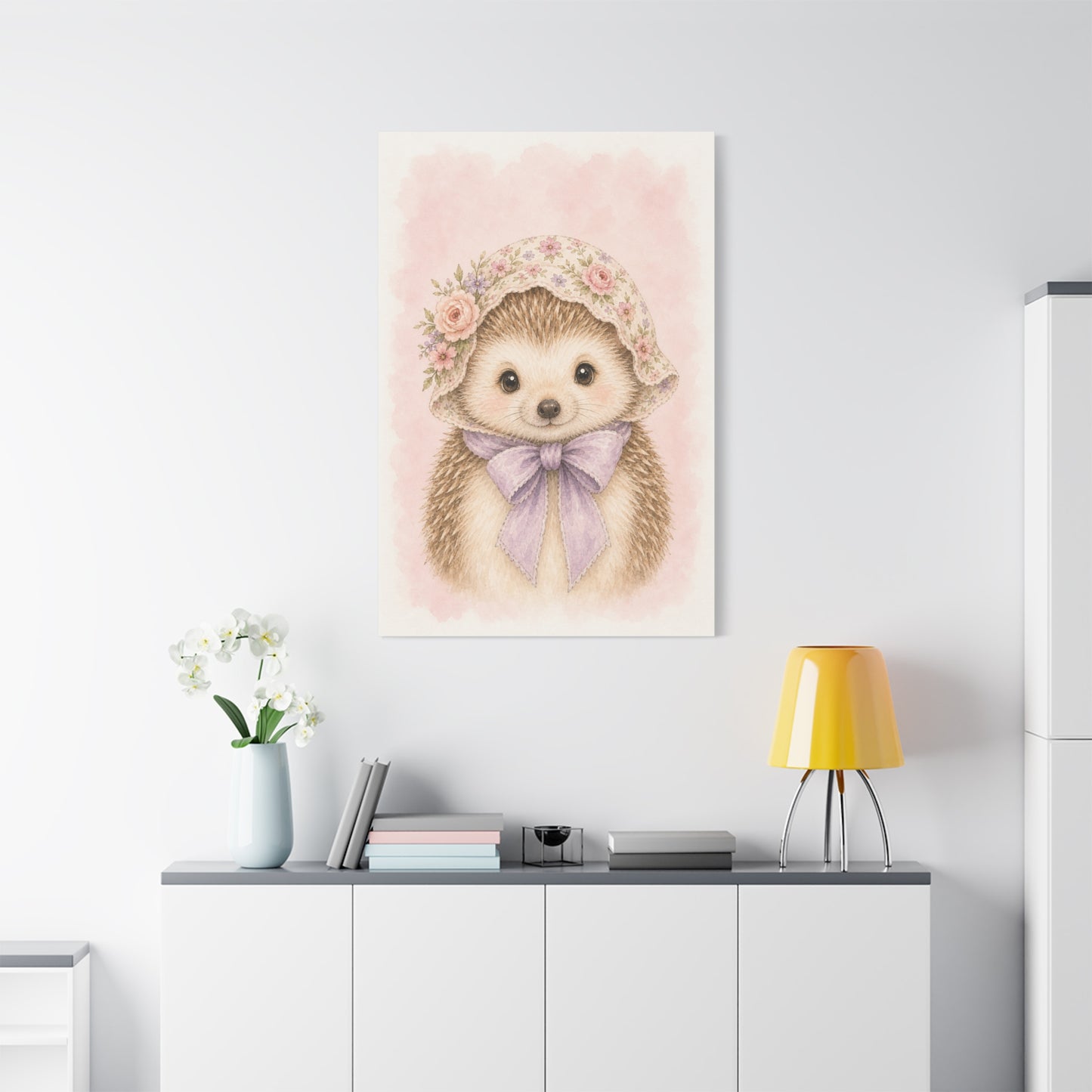 Baby Hedgehog Nursery Canvas Wall Art | Watercolor Animal Print | Kids Room Decor