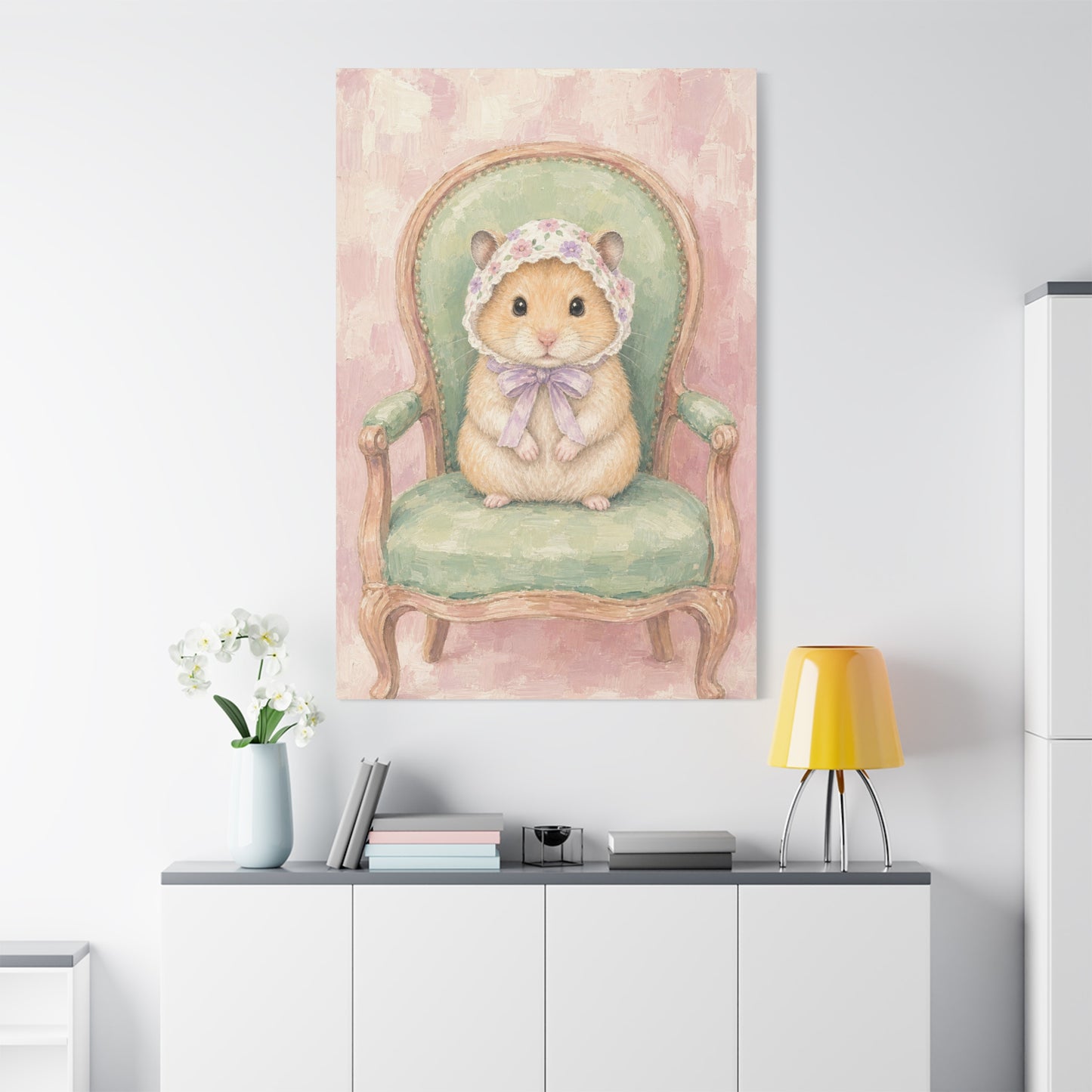 Baby Hamster Nursery Canvas Wall Art | Watercolor Animal Print | Kids Room Decor