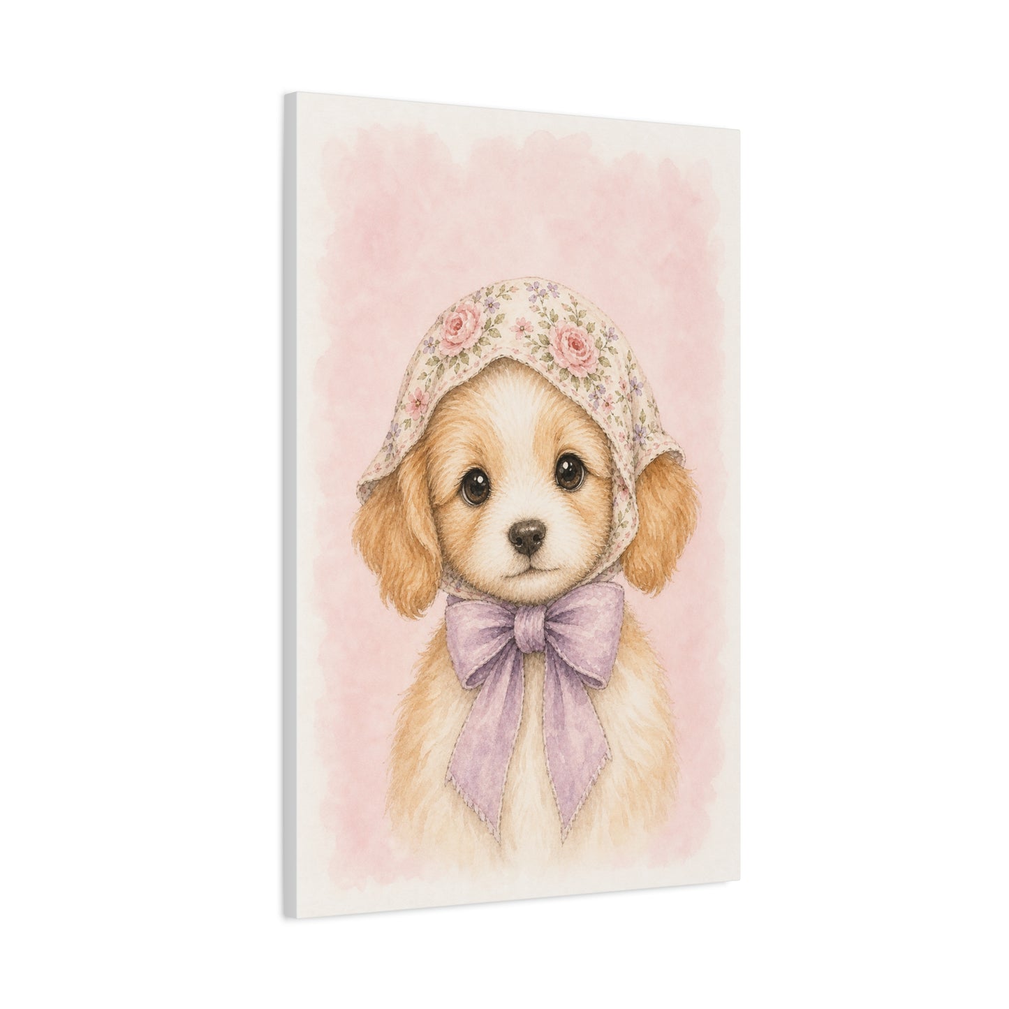 Baby Puppy Nursery Canvas Wall Art | Watercolor Animal Print | Kids Room Decor
