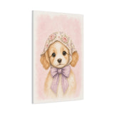 Baby Puppy Nursery Canvas Wall Art — Floral & lavender series. Product mockup 16 of 24.