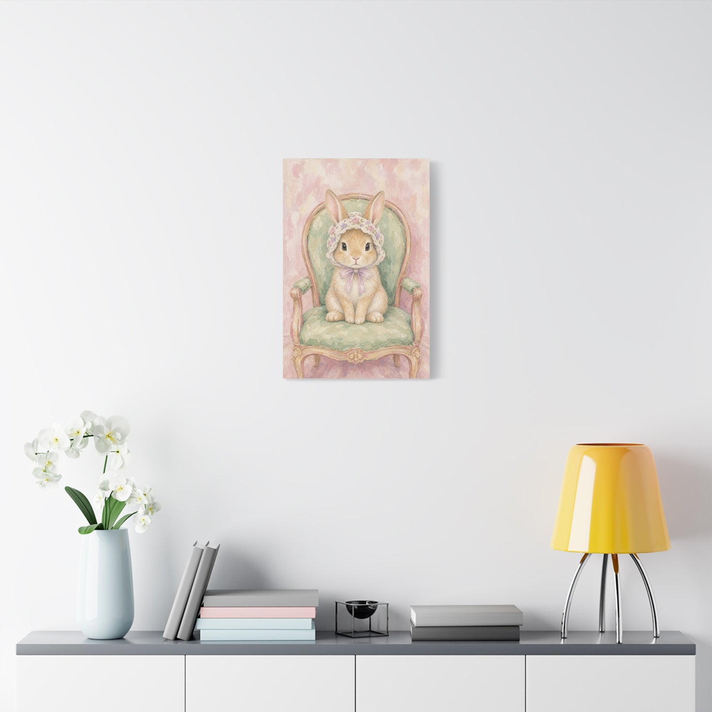 Baby Rabbit Nursery Canvas Wall Art | Watercolor Animal Print | Kids Room Decor