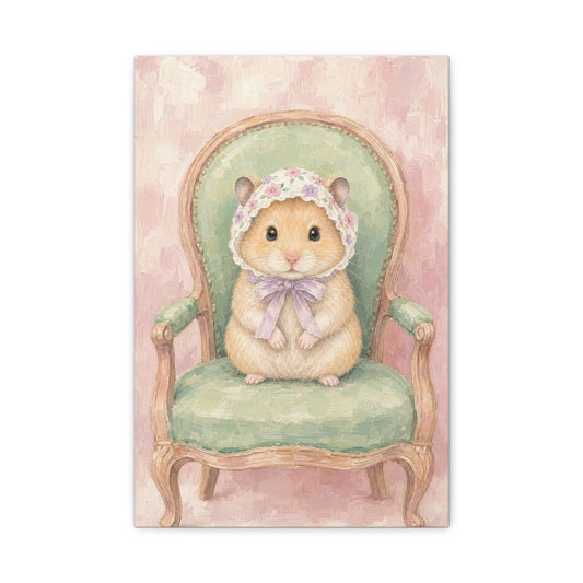 Baby Hamster Nursery Canvas Wall Art | Watercolor Animal Print | Kids Room Decor
