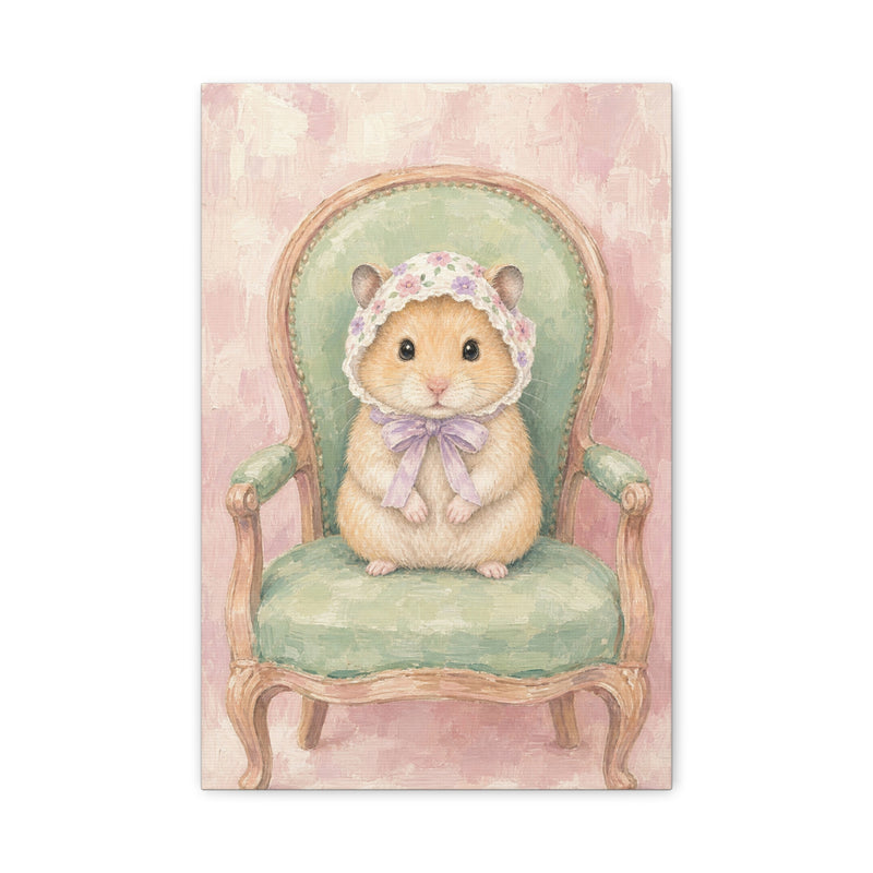 Baby Hamster Nursery Canvas Wall Art — Vintage armchair series. Product mockup 1 of 24.