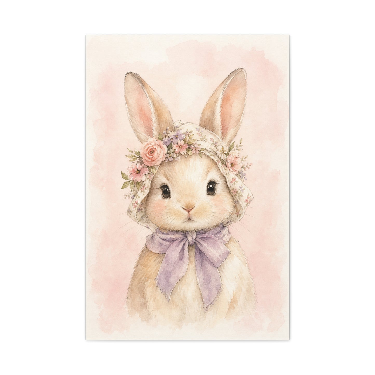 Baby Rabbit Nursery Canvas Wall Art | Watercolor Animal Print | Kids Room Decor