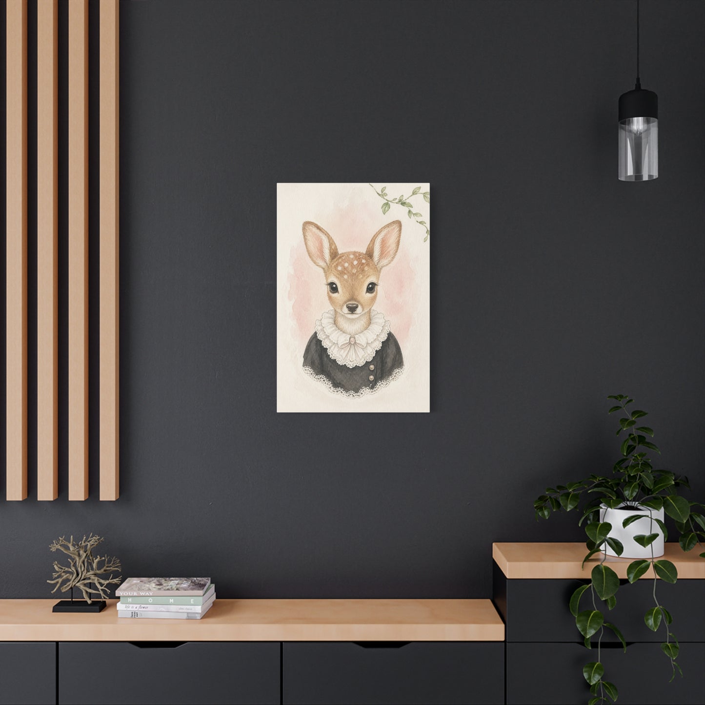 Baby Deer Nursery Canvas Wall Art | Watercolor Animal Print | Kids Room Decor