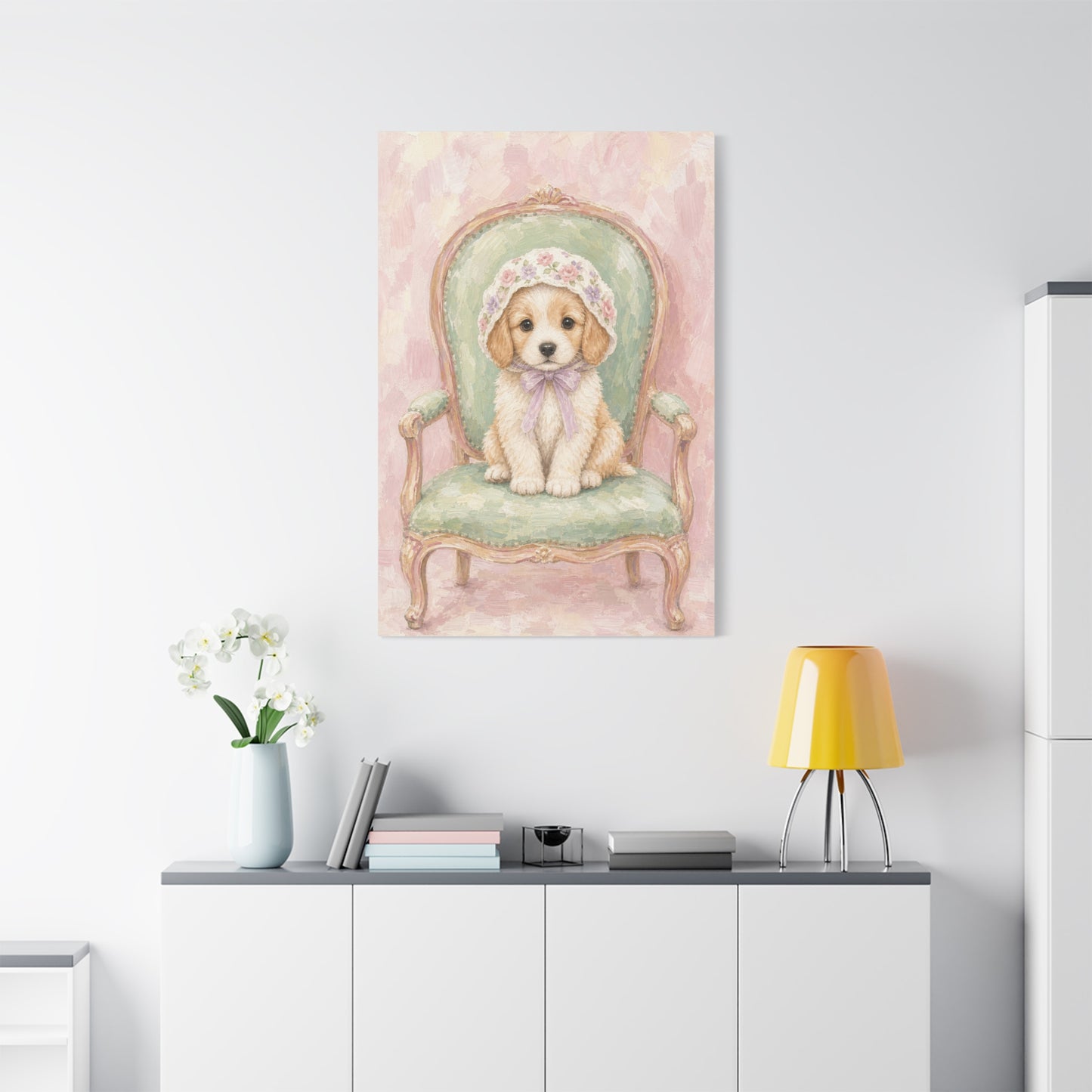 Baby Puppy Nursery Canvas Wall Art | Watercolor Animal Print | Kids Room Decor