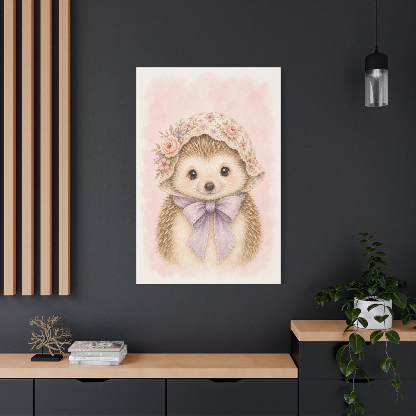 Baby Hedgehog Nursery Canvas Wall Art | Watercolor Animal Print | Kids Room Decor
