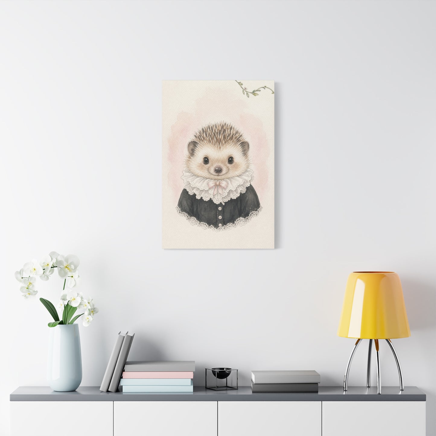 Baby Hedgehog Nursery Canvas Wall Art | Watercolor Animal Print | Kids Room Decor