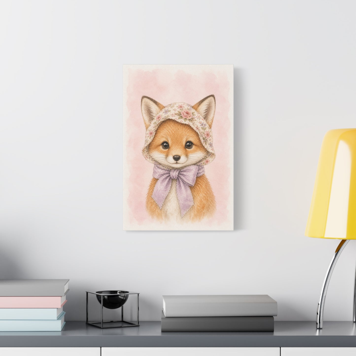 Baby Fox Nursery Canvas Wall Art | Watercolor Animal Print | Kids Room Decor
