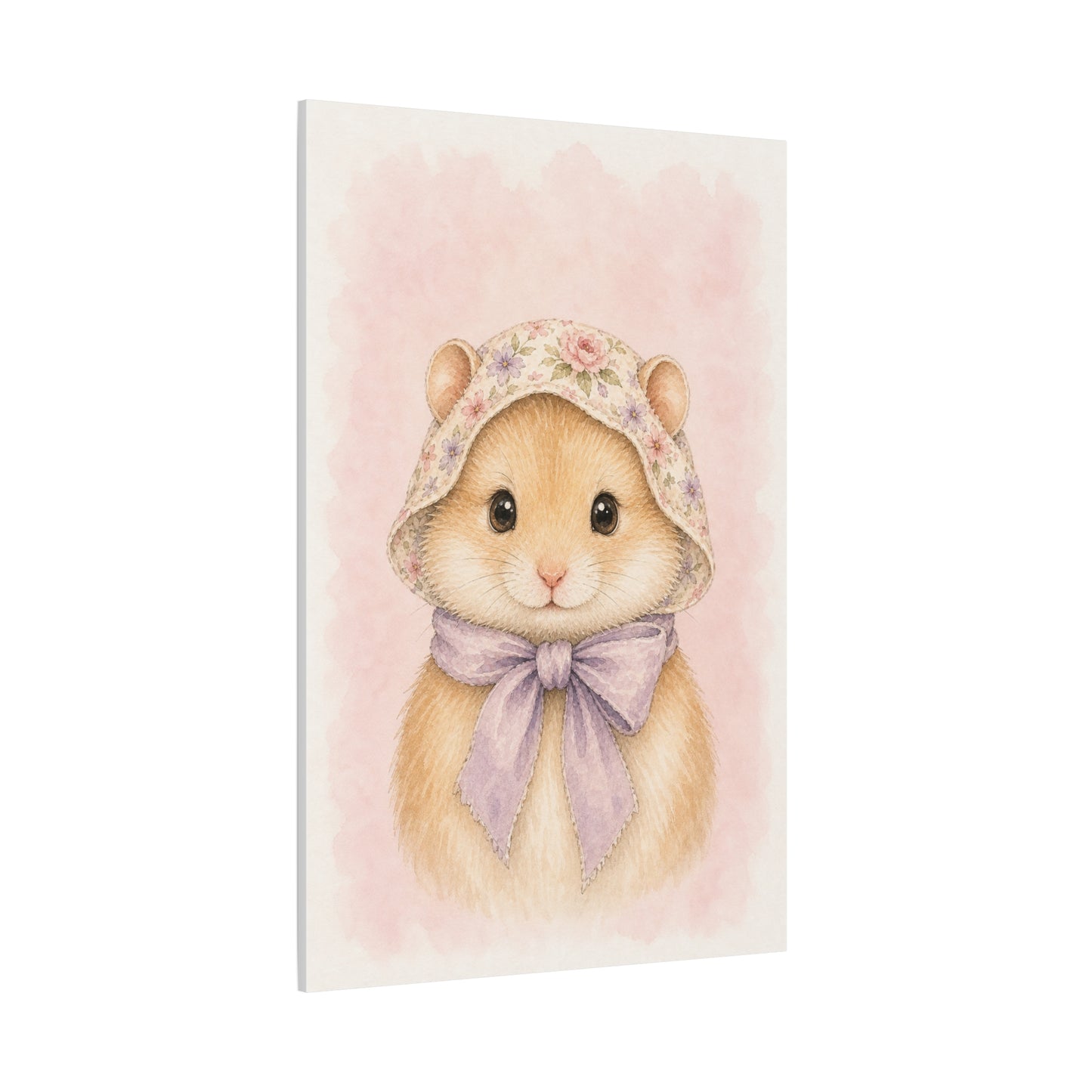 Baby Hamster Nursery Canvas Wall Art | Watercolor Animal Print | Kids Room Decor