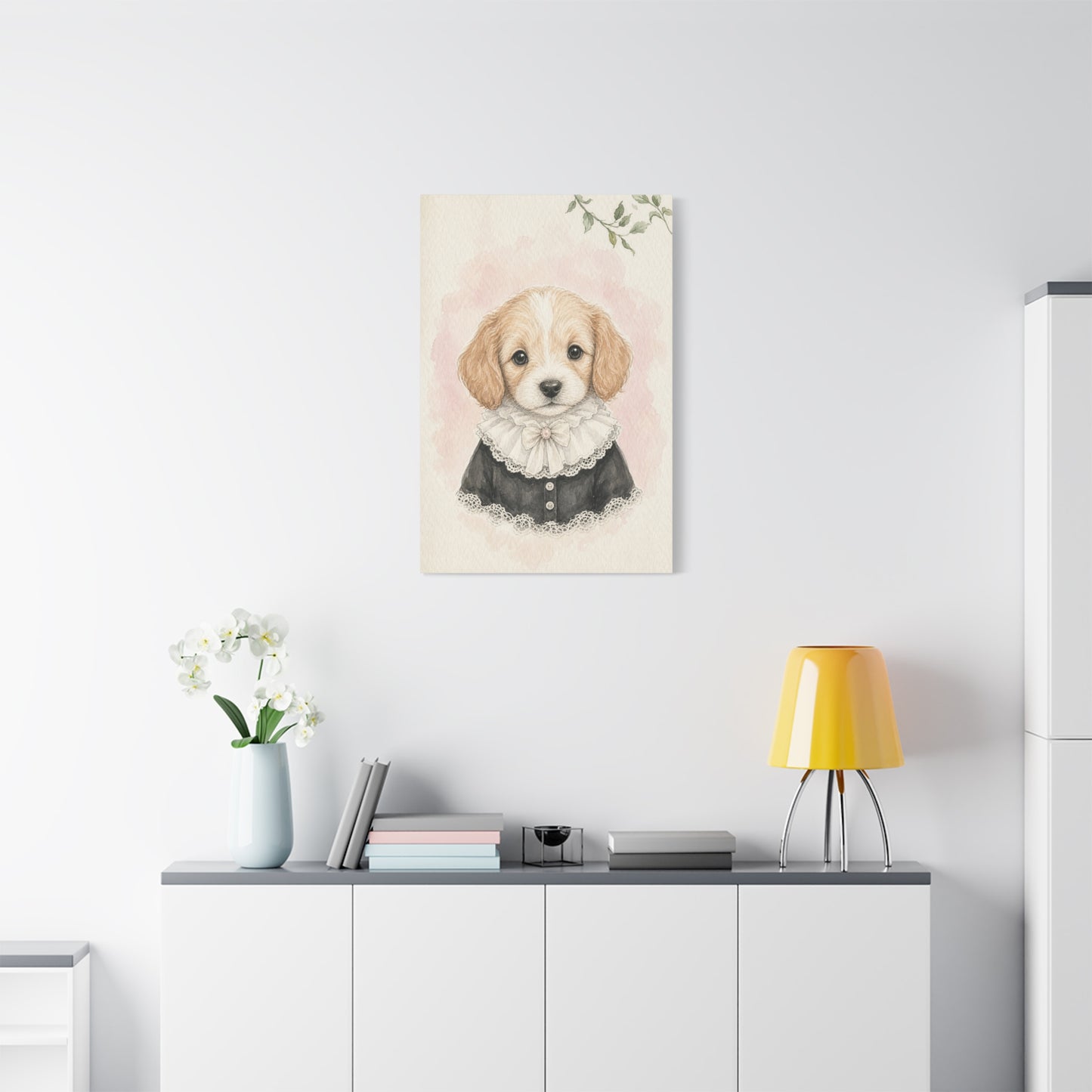 Baby Puppy Nursery Canvas Wall Art | Watercolor Animal Print | Kids Room Decor