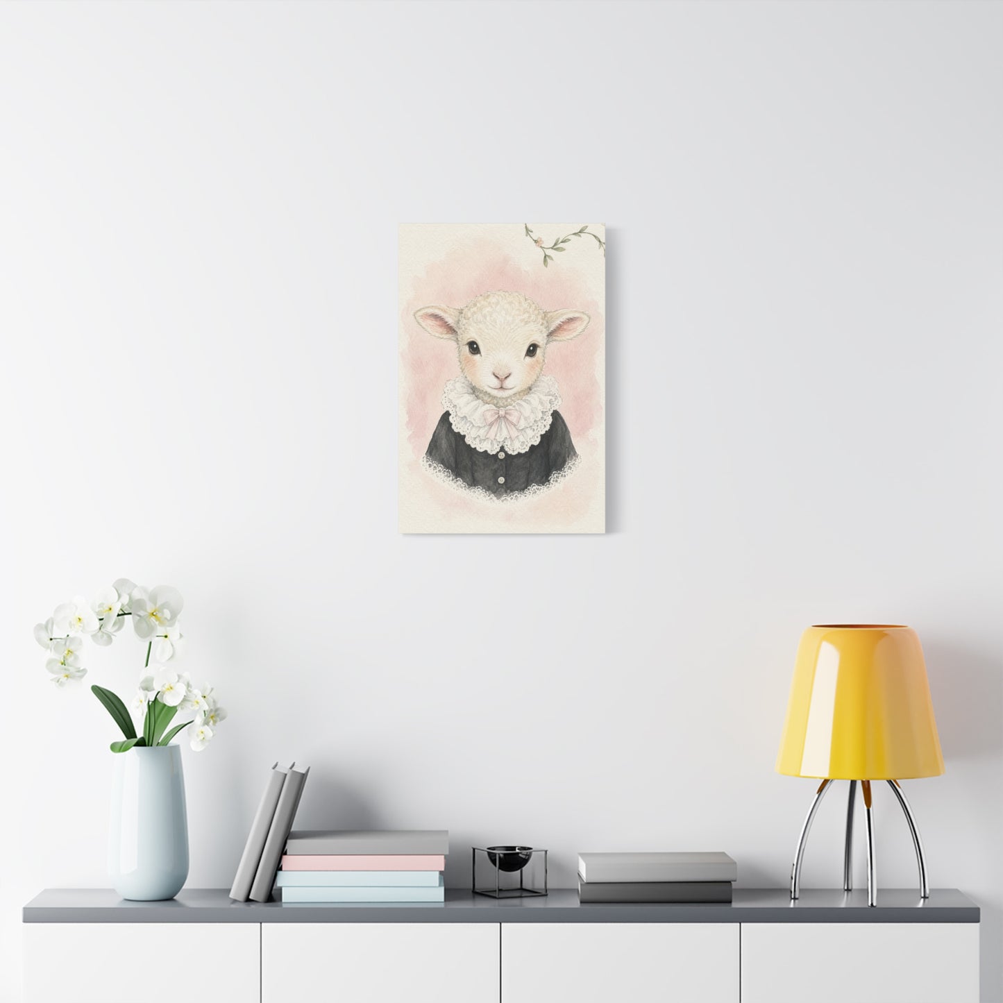 Baby Lamb Nursery Canvas Wall Art | Watercolor Animal Print | Kids Room Decor