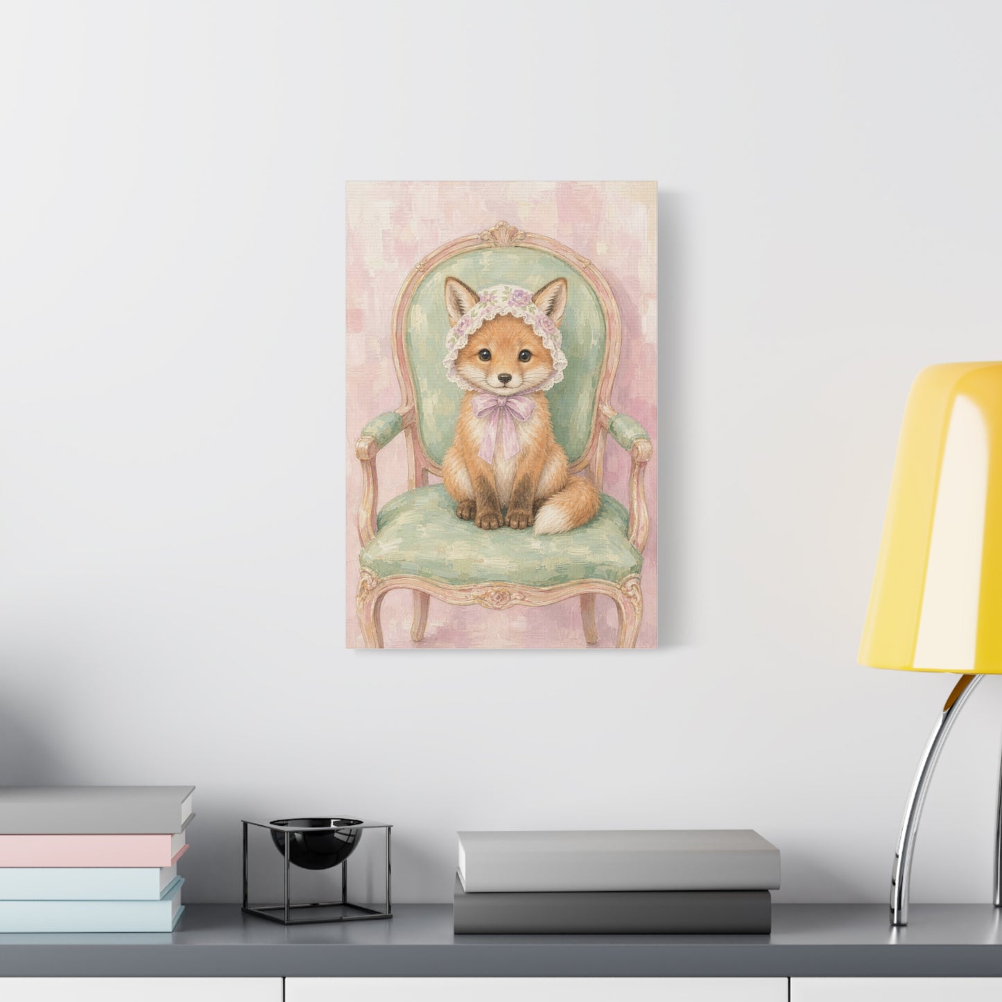 Baby Fox Nursery Canvas Wall Art | Watercolor Animal Print | Kids Room Decor