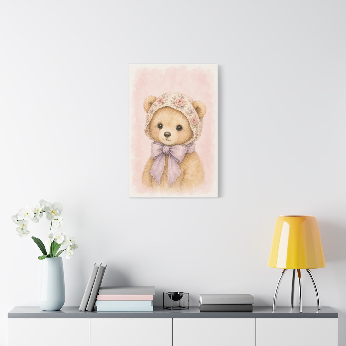 Baby Bear Nursery Canvas Wall Art | Watercolor Animal Print | Kids Room Decor