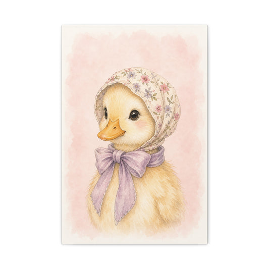 Baby Duck Nursery Canvas Wall Art | Watercolor Animal Print | Kids Room Decor