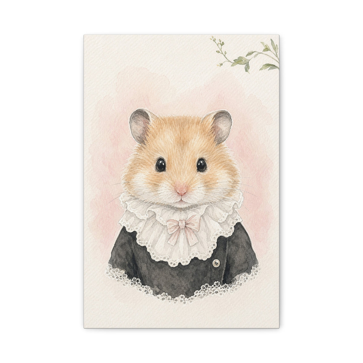 Baby Hamster Nursery Canvas Wall Art — Lace collar series. Product mockup 1 of 24.