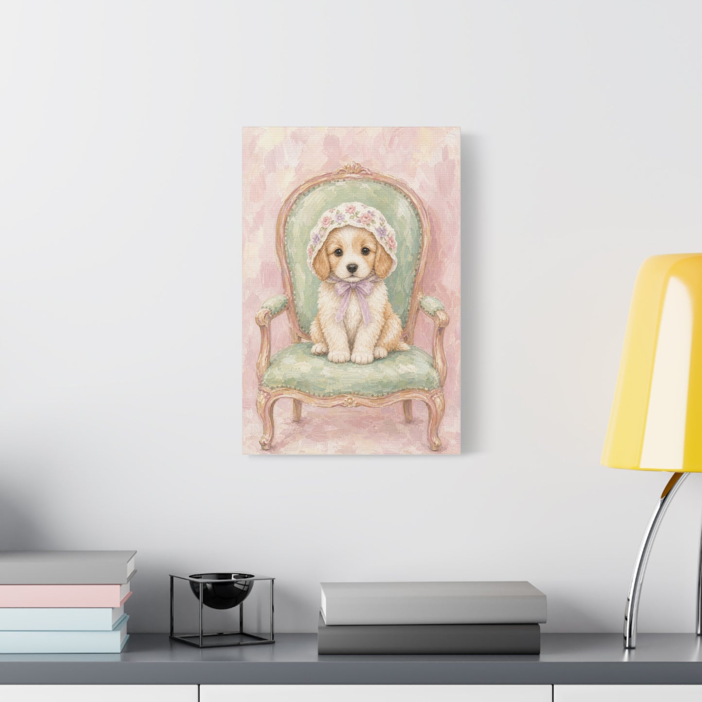 Baby Puppy Nursery Canvas Wall Art | Watercolor Animal Print | Kids Room Decor