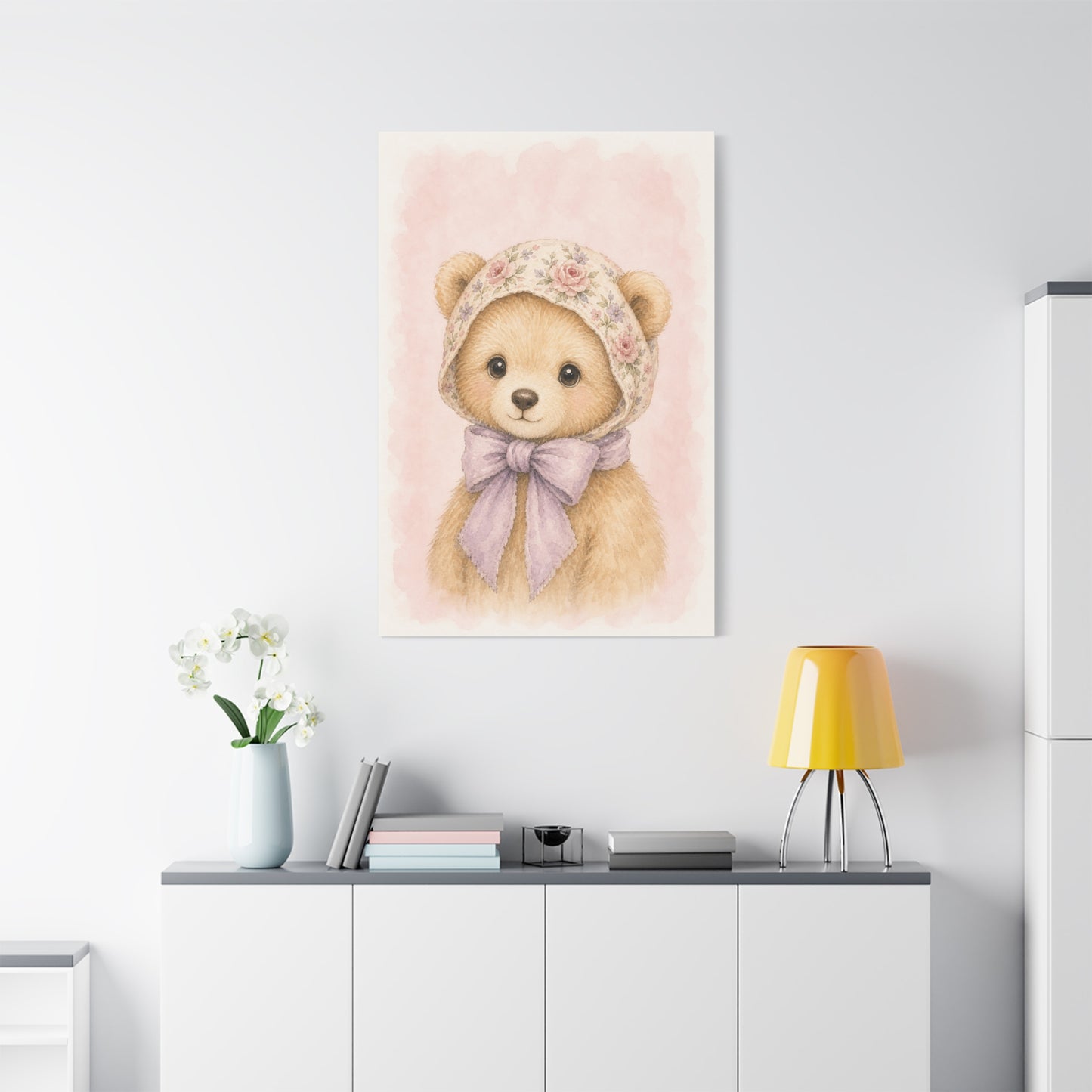 Baby Bear Nursery Canvas Wall Art | Watercolor Animal Print | Kids Room Decor