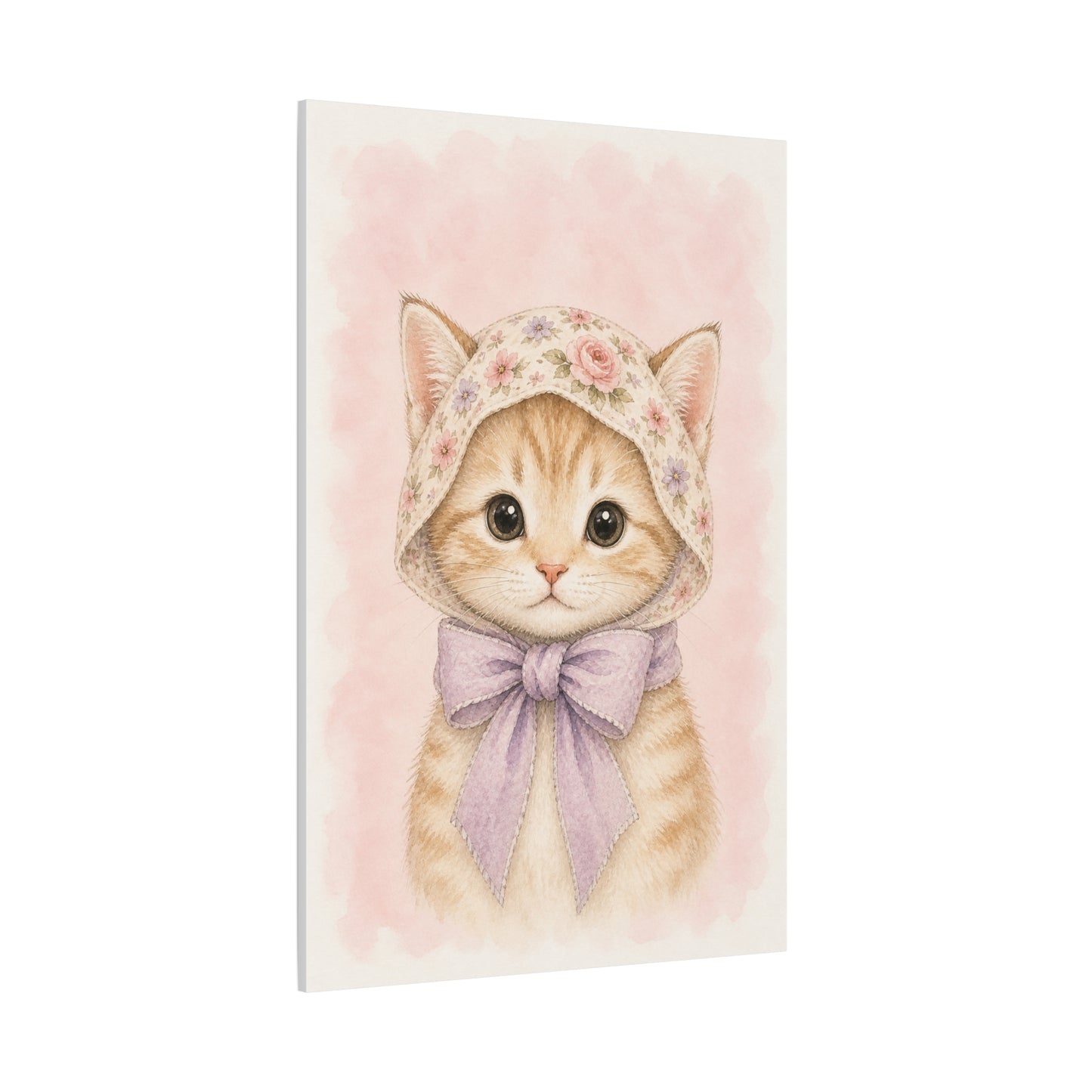 Baby Kitten Nursery Canvas Wall Art | Watercolor Animal Print | Kids Room Decor