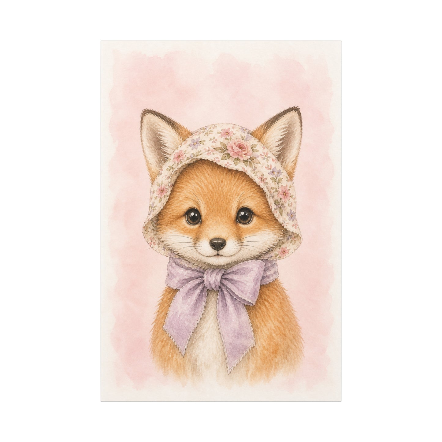 Baby Fox Nursery Canvas Wall Art | Watercolor Animal Print | Kids Room Decor