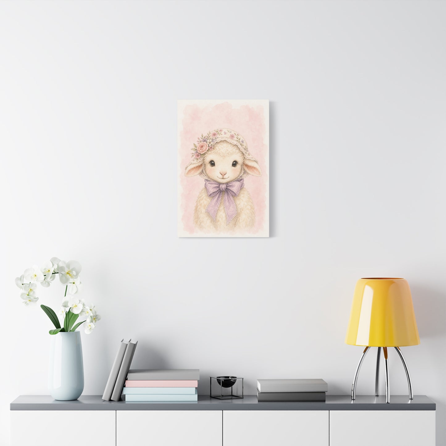 Baby Lamb Nursery Canvas Wall Art | Watercolor Animal Print | Kids Room Decor