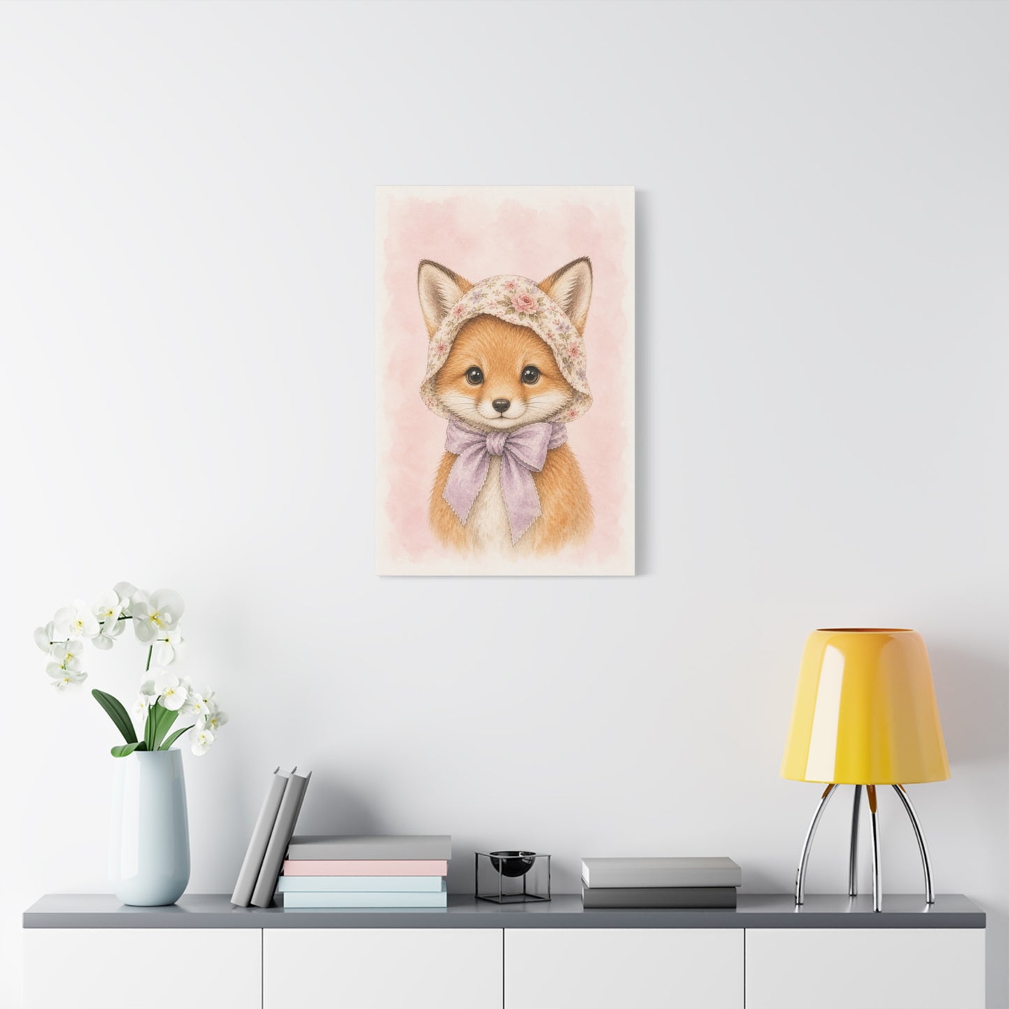 Baby Fox Nursery Canvas Wall Art | Watercolor Animal Print | Kids Room Decor