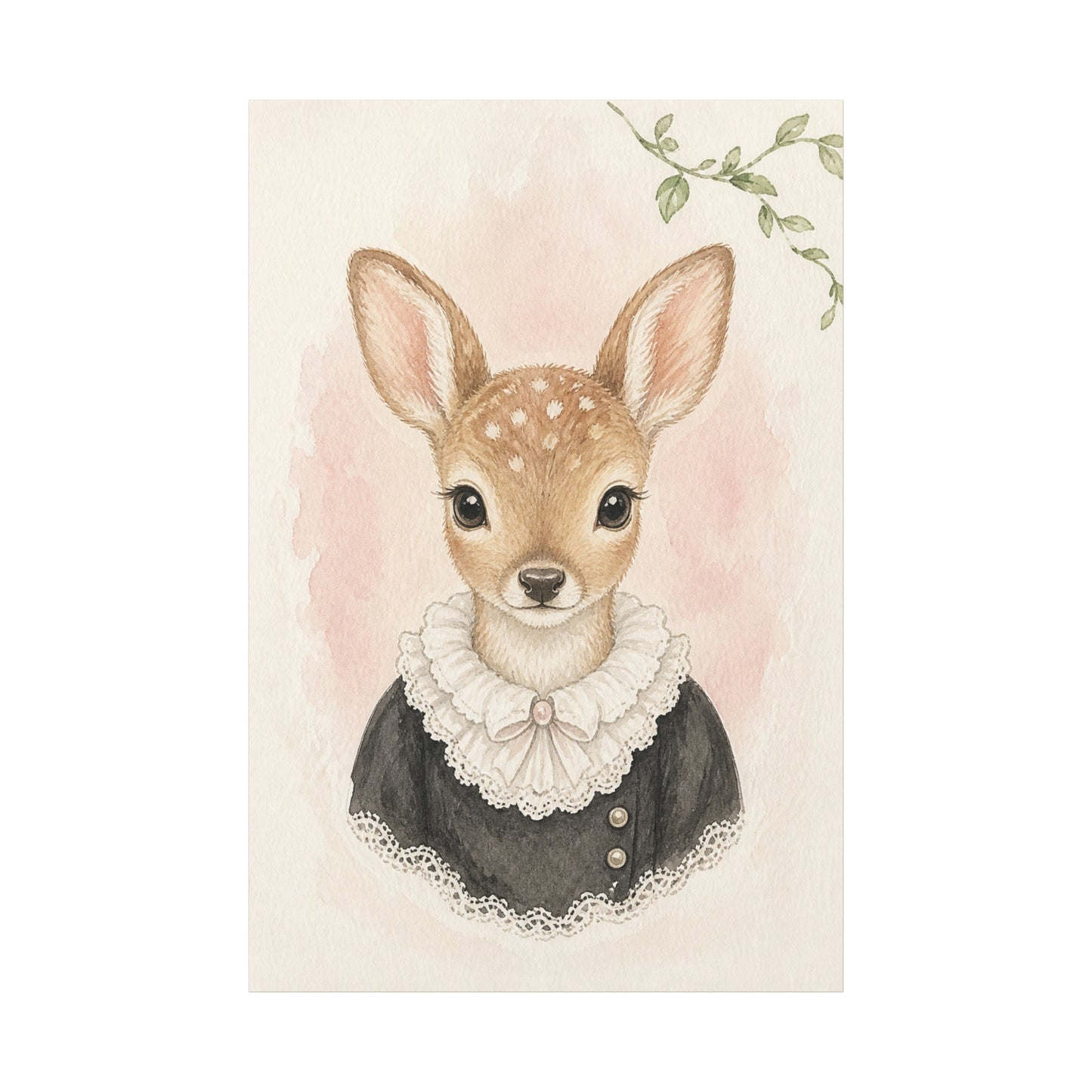 Baby Deer Nursery Canvas Wall Art | Watercolor Animal Print | Kids Room Decor