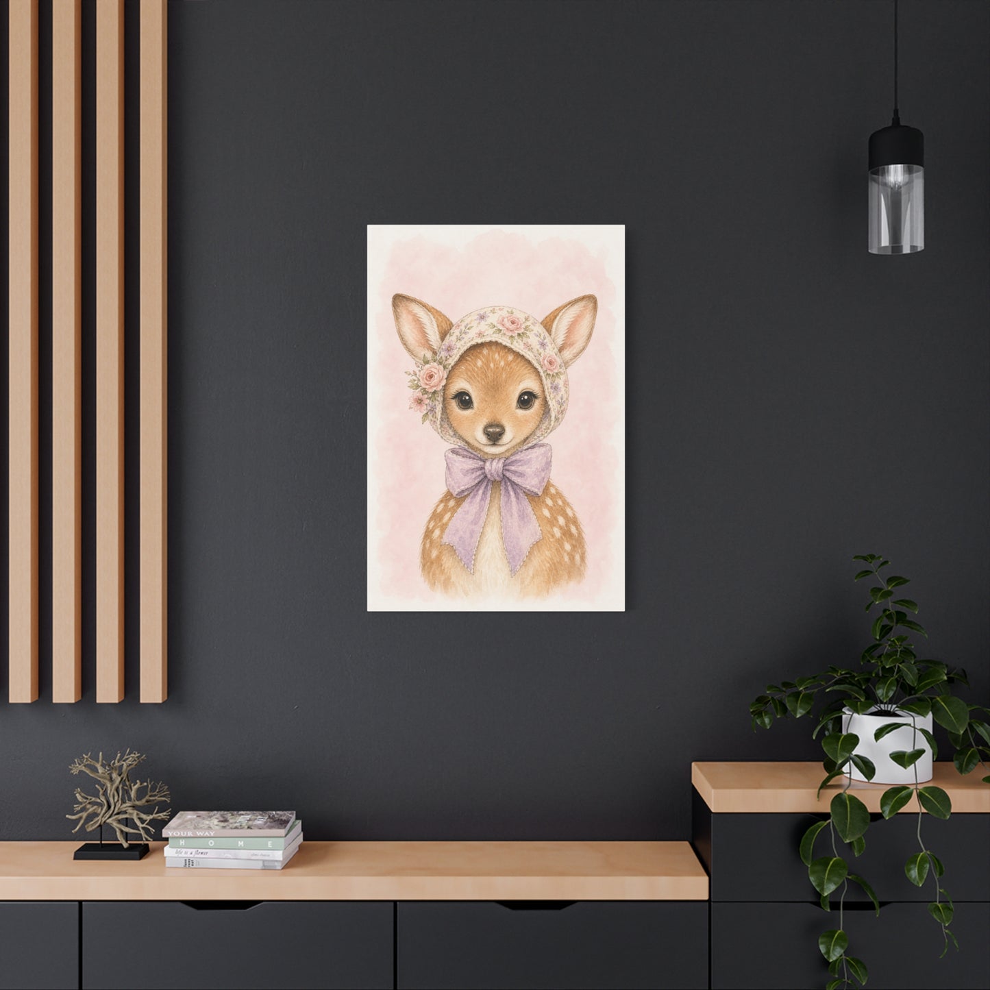 Baby Deer Nursery Canvas Wall Art | Watercolor Animal Print | Kids Room Decor
