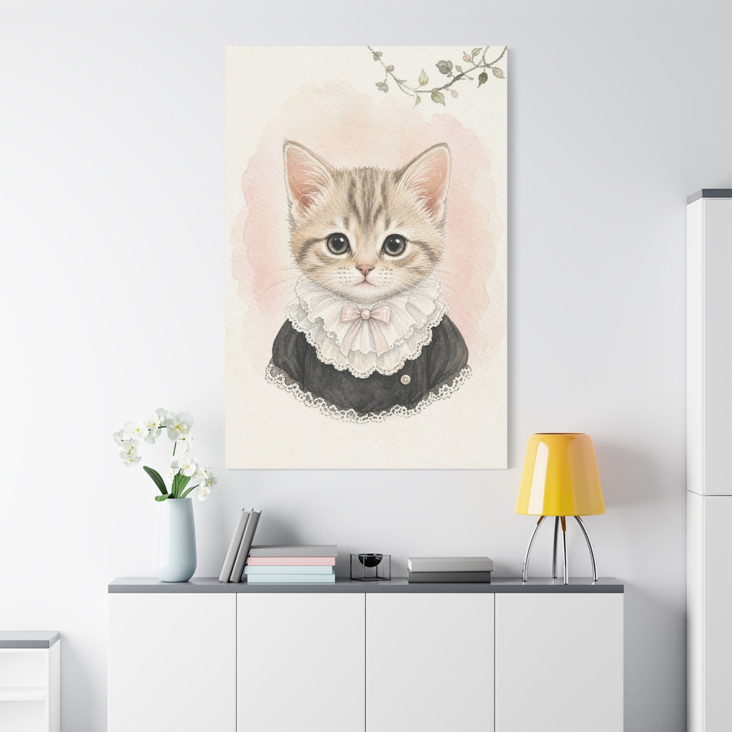 Baby Kitten Nursery Canvas Wall Art | Watercolor Animal Print | Kids Room Decor