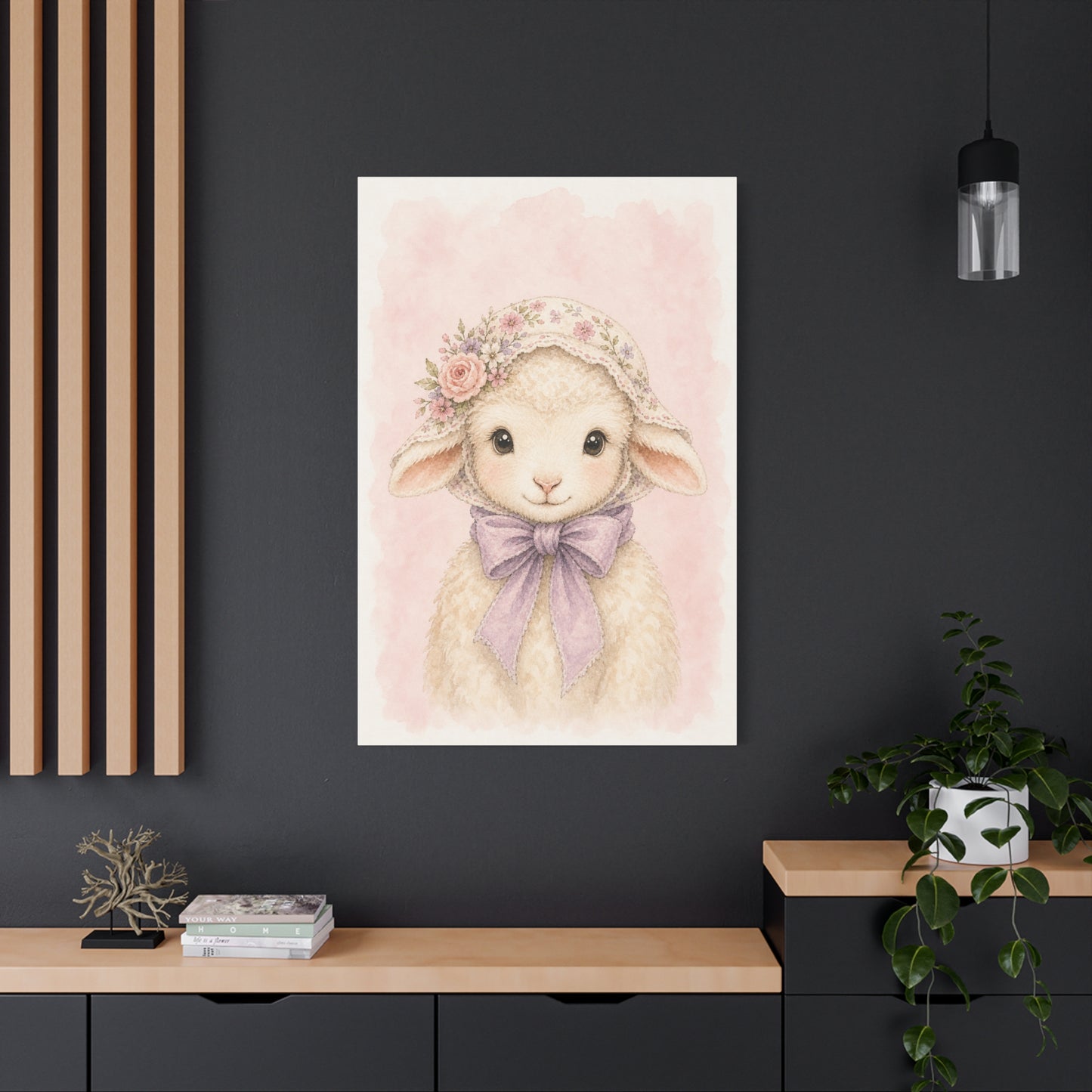 Baby Lamb Nursery Canvas Wall Art | Watercolor Animal Print | Kids Room Decor