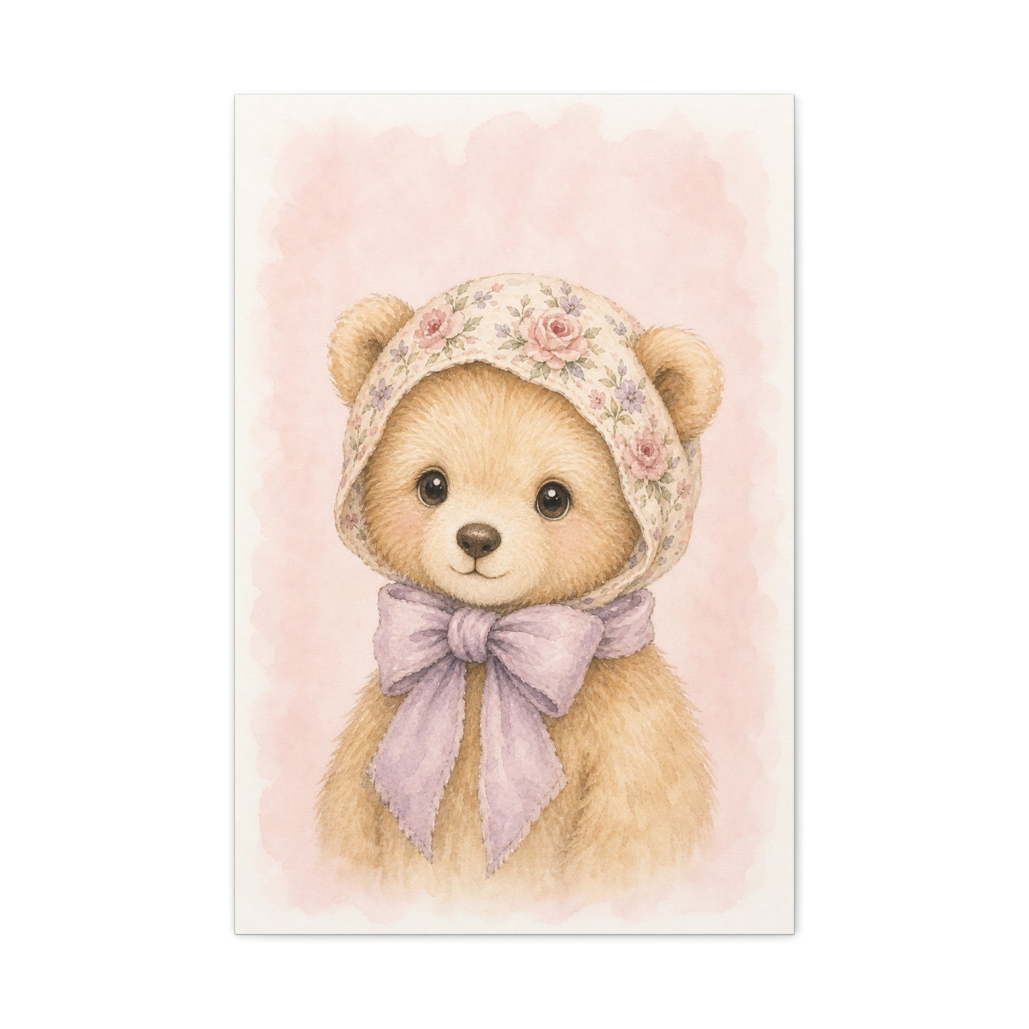 Baby Bear Nursery Canvas Wall Art | Watercolor Animal Print | Kids Room Decor