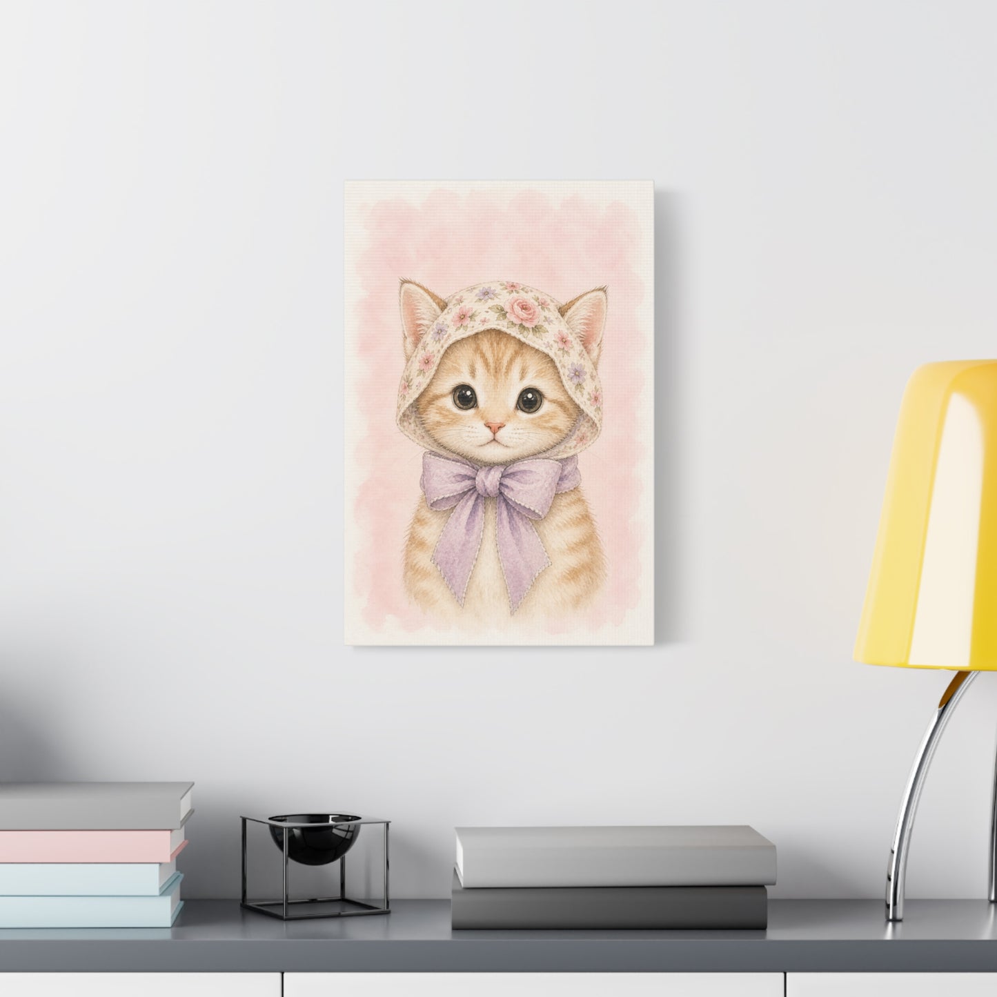 Baby Kitten Nursery Canvas Wall Art | Watercolor Animal Print | Kids Room Decor