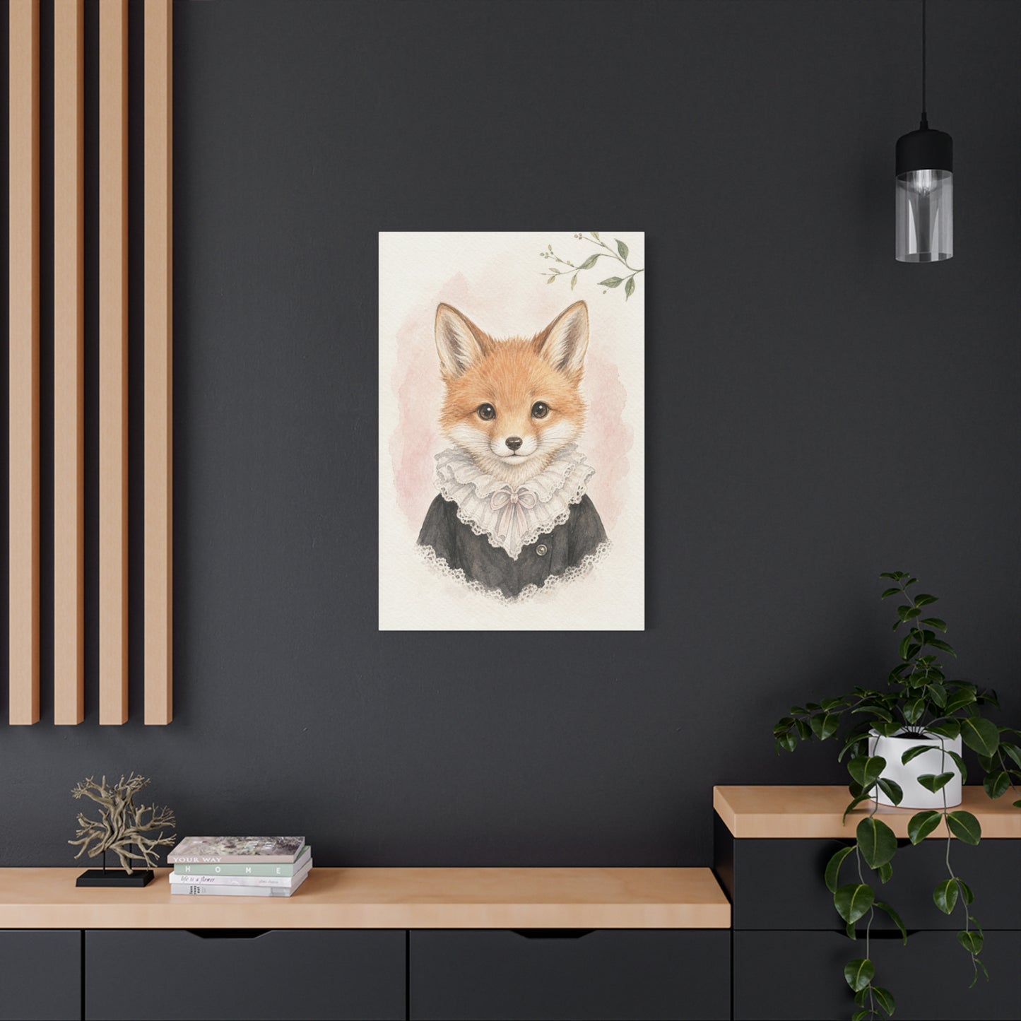 Baby Fox Nursery Canvas Wall Art | Watercolor Animal Print | Kids Room Decor