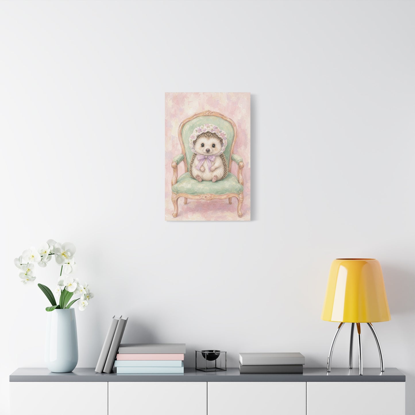 Baby Hedgehog Nursery Canvas Wall Art | Watercolor Animal Print | Kids Room Decor