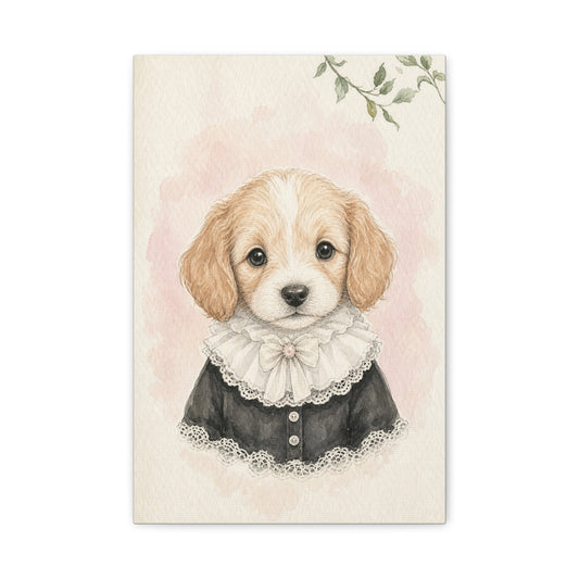 Baby Puppy Nursery Canvas Wall Art | Watercolor Animal Print | Kids Room Decor