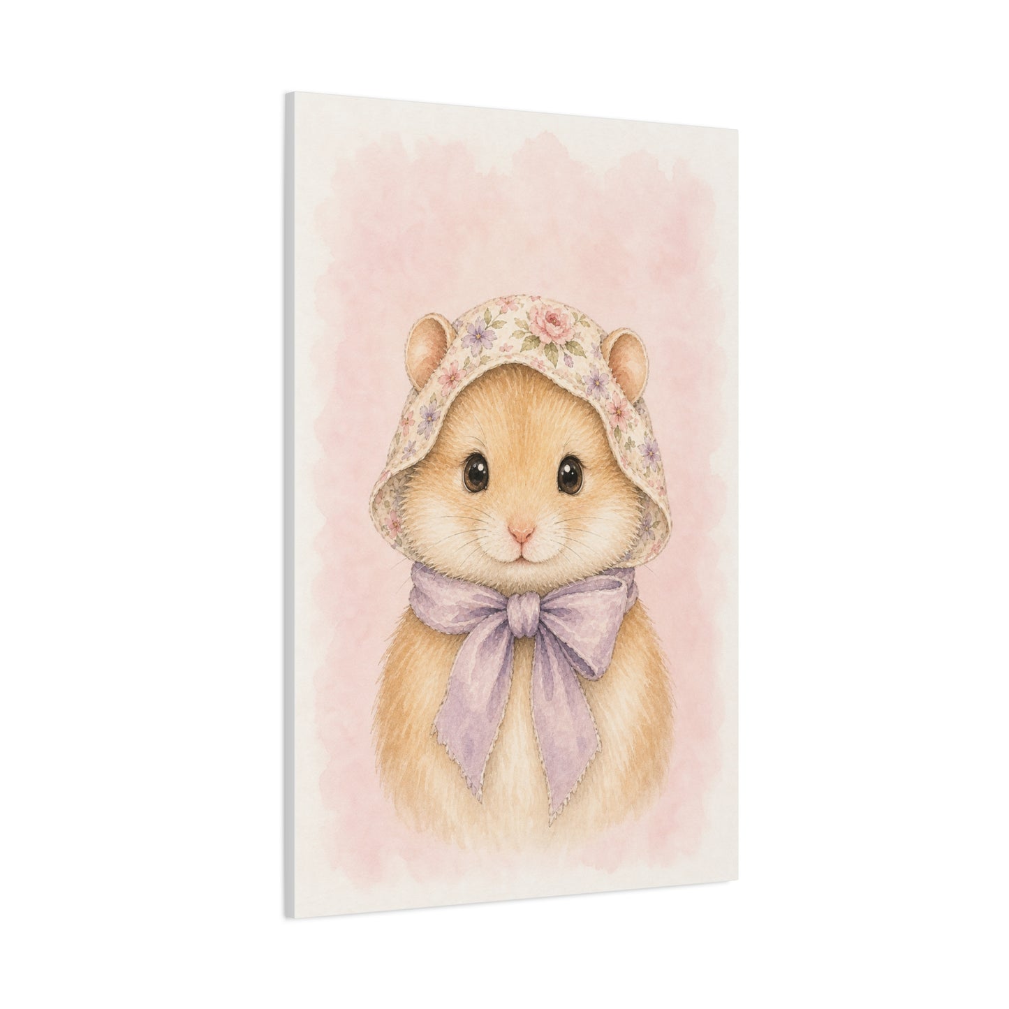 Baby Hamster Nursery Canvas Wall Art | Watercolor Animal Print | Kids Room Decor