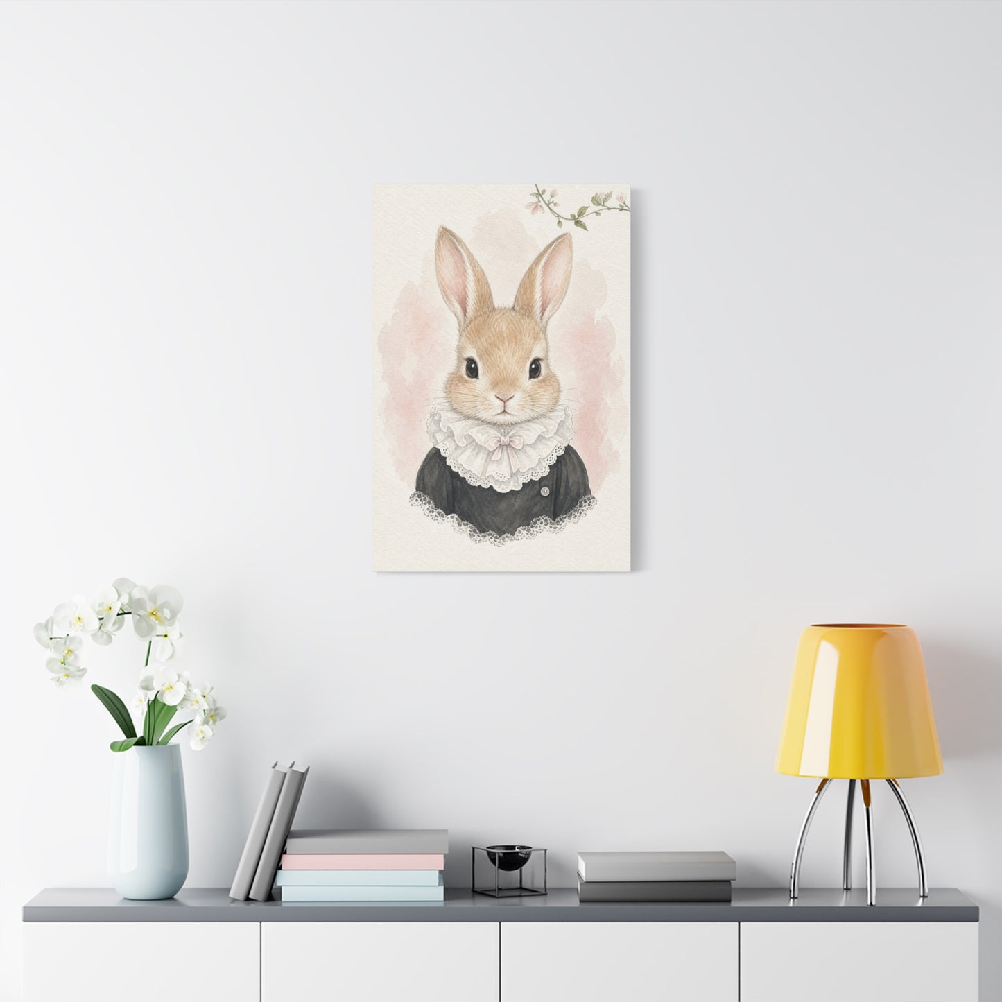 Baby Rabbit Nursery Canvas Wall Art | Watercolor Animal Print | Kids Room Decor