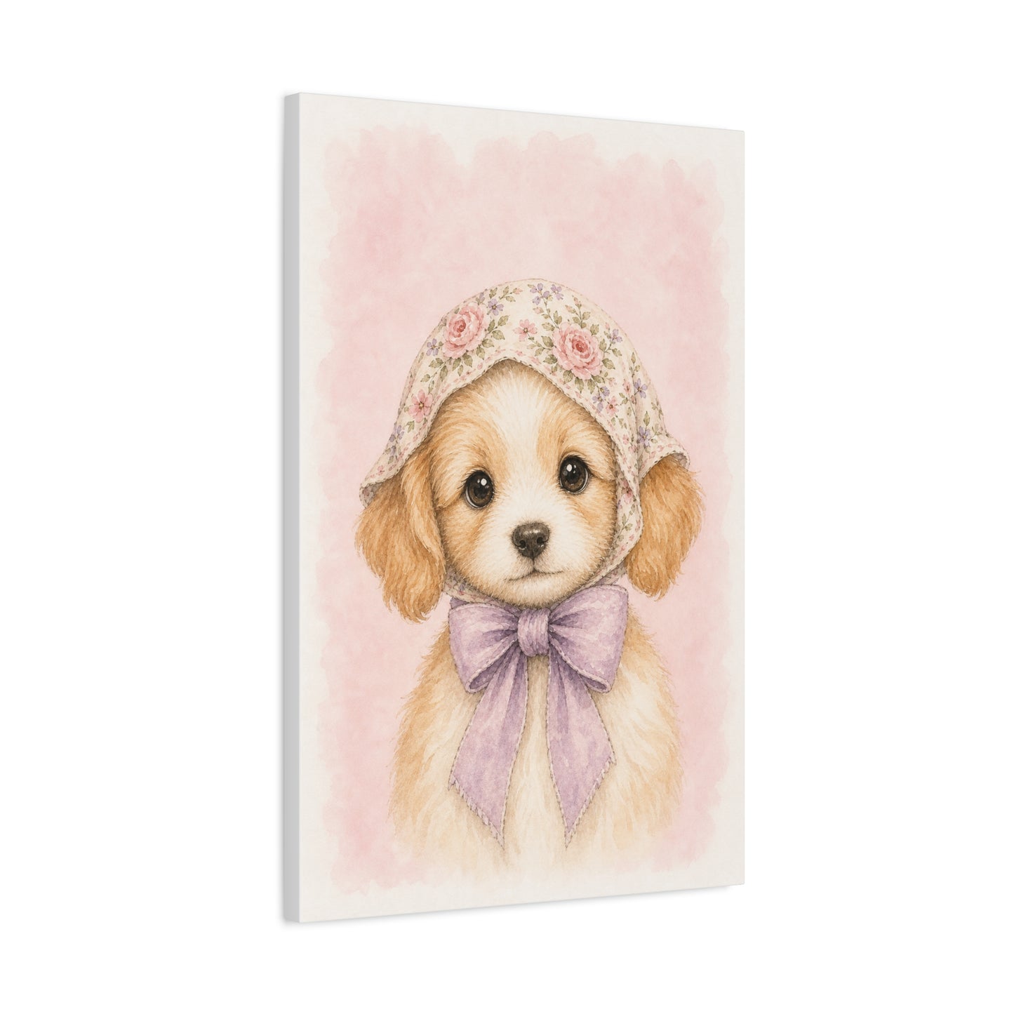 Baby Puppy Nursery Canvas Wall Art | Watercolor Animal Print | Kids Room Decor