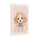 Baby Puppy Nursery Canvas Wall Art — Floral & lavender series. Product mockup 13 of 24.
