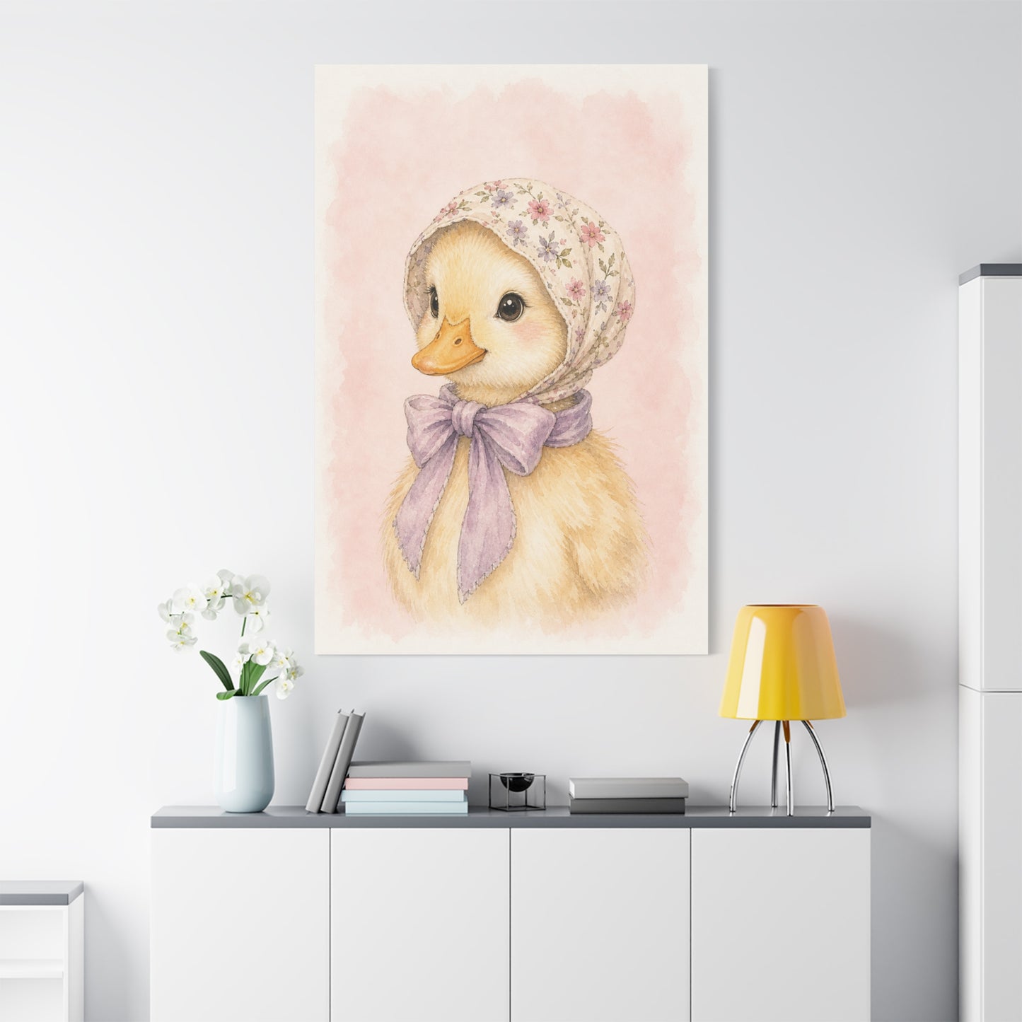 Baby Duck Nursery Canvas Wall Art | Watercolor Animal Print | Kids Room Decor