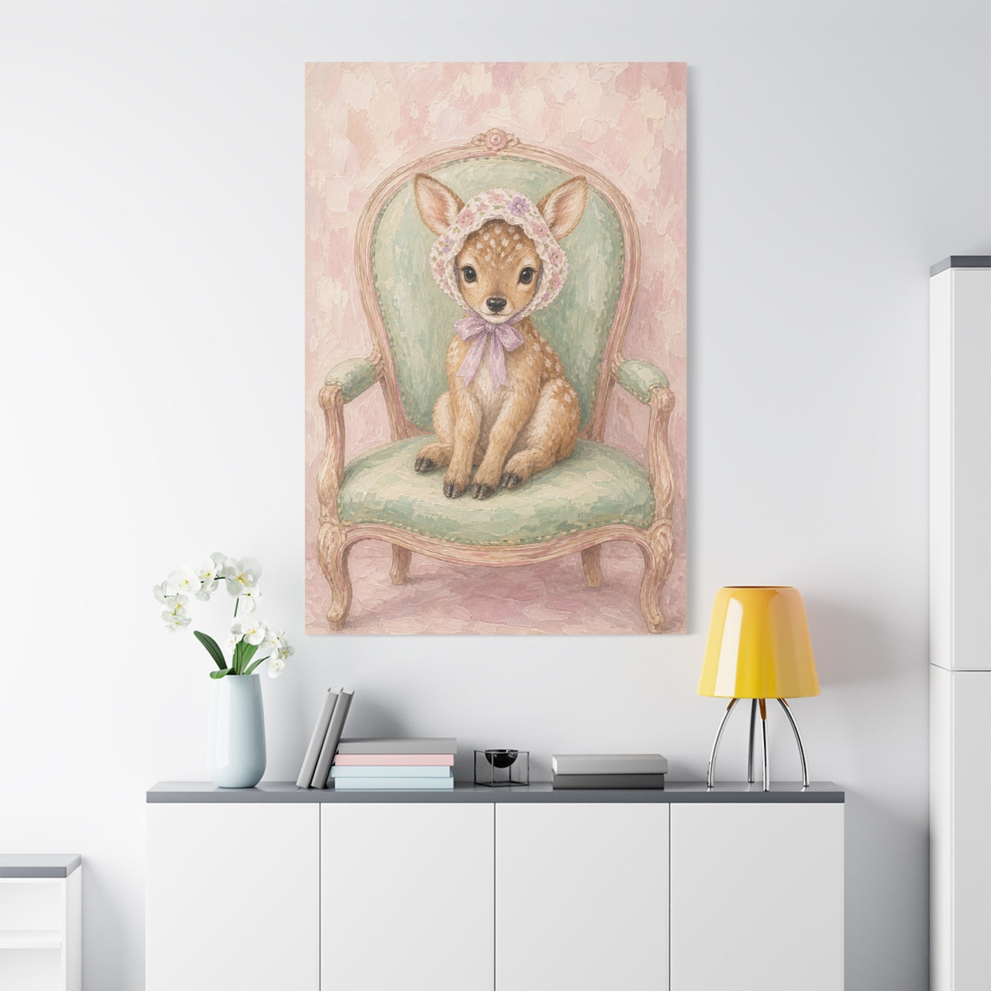 Baby Deer Nursery Canvas Wall Art | Watercolor Animal Print | Kids Room Decor