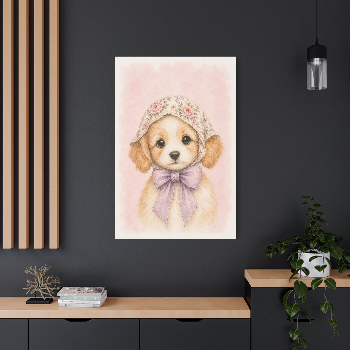 Baby Puppy Nursery Canvas Wall Art | Watercolor Animal Print | Kids Room Decor