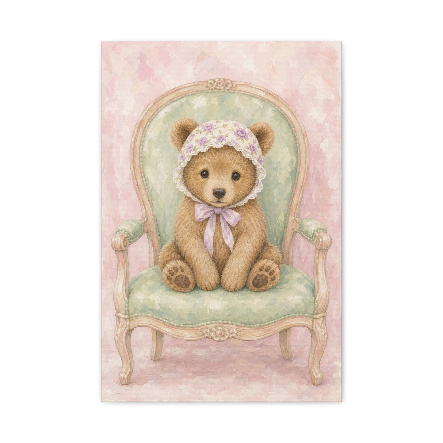 Baby Bear Nursery Canvas Wall Art | Watercolor Animal Print | Kids Room Decor