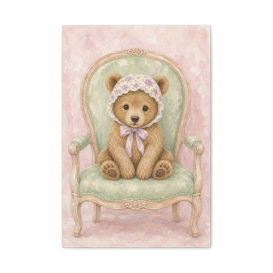 Baby Bear Nursery Canvas Wall Art | Watercolor Animal Print | Kids Room Decor