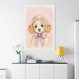 Baby Puppy Nursery Canvas Wall Art — Floral & lavender series. Product mockup 23 of 24.