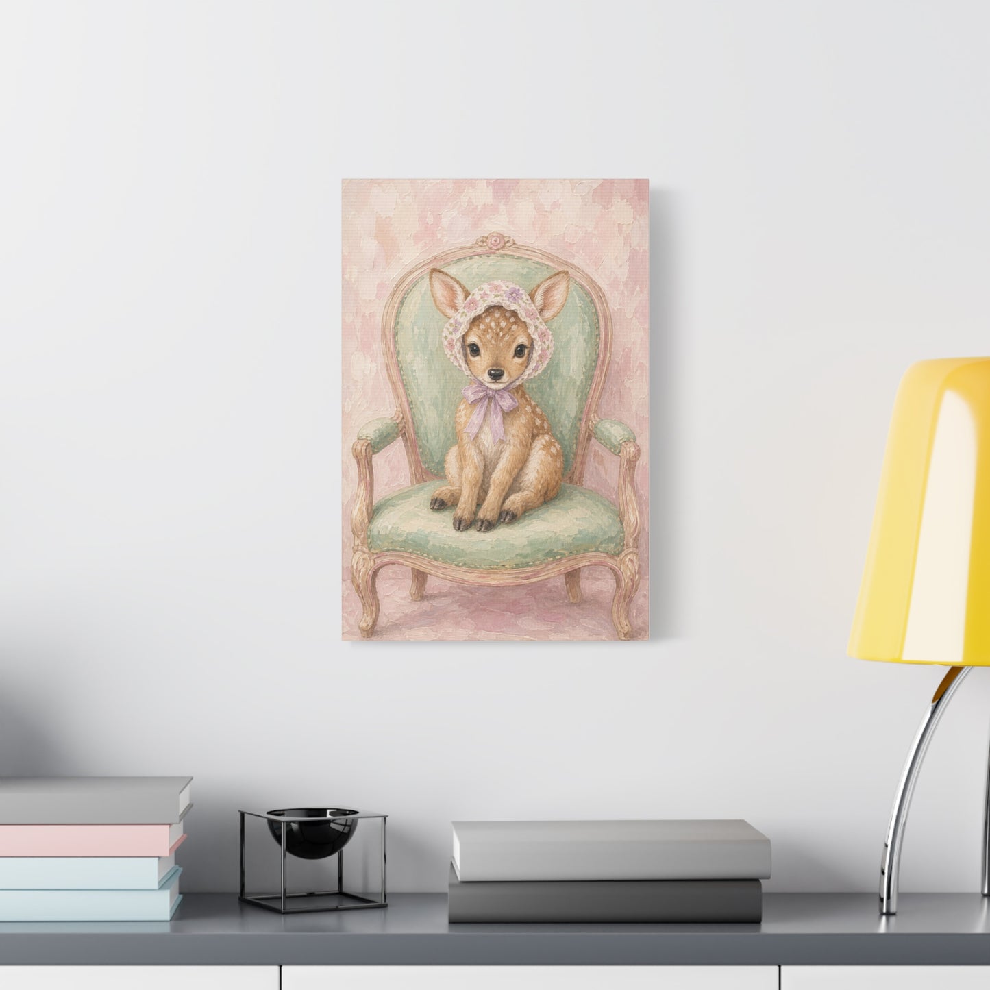 Baby Deer Nursery Canvas Wall Art | Watercolor Animal Print | Kids Room Decor