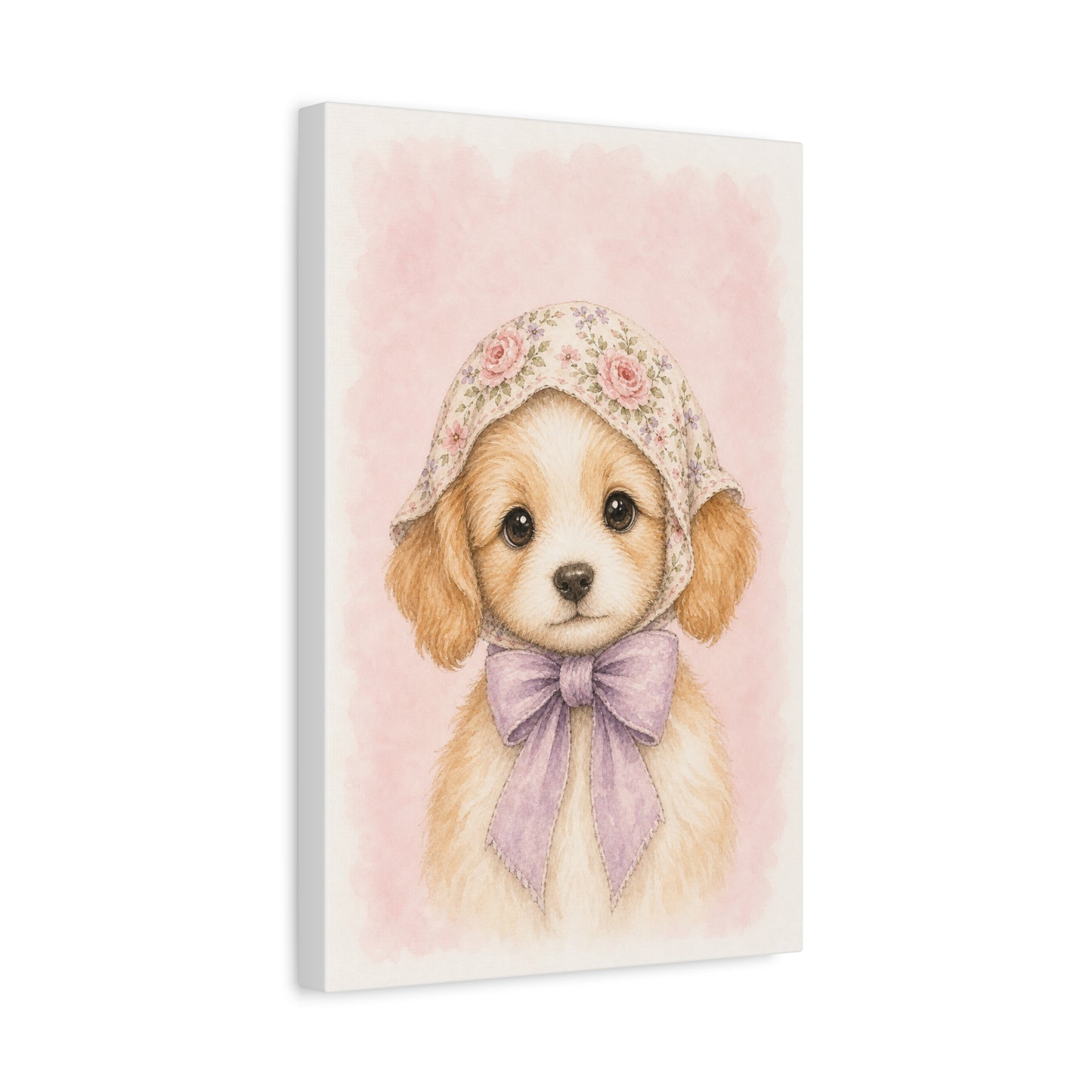 Baby Puppy Nursery Canvas Wall Art | Watercolor Animal Print | Kids Room Decor