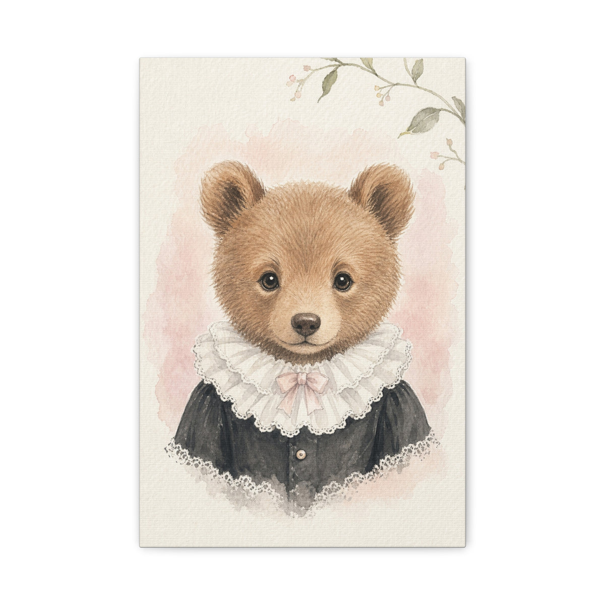Baby Bear Nursery Canvas Wall Art — Lace collar series. Product mockup 1 of 24.