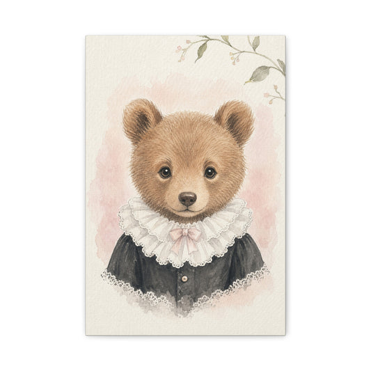 Baby Bear Nursery Canvas Wall Art | Watercolor Animal Print | Kids Room Decor