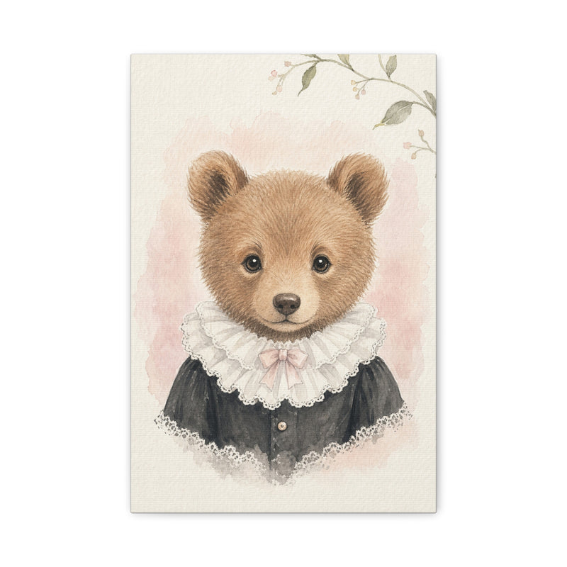 Baby Bear Nursery Canvas Wall Art — Lace collar series. Product mockup 1 of 24.